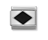 Nomination Composable Classic Link 330202/10 Black Rhombus in 925 Silver & Black Enamel